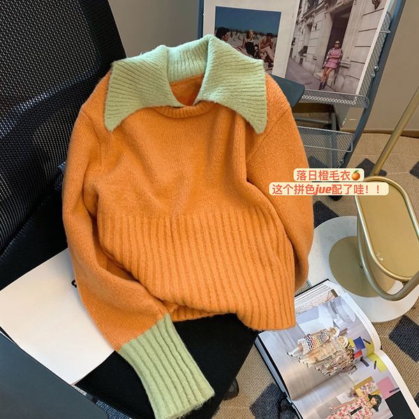 women's sweaters sweater women pullovers patchwork knitted turn down collar autumn winter long sleeve fake two korean chic jumpers 2023, White;black
women's sweaters sweater women pullovers patchwork knitted turn down collar autumn winter long sleeve fake two korean chic jumpers 2023, White;black