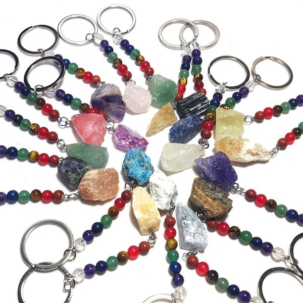 fashion rough raw stone key rings 7 colors chakra beads chain pendant keychain natural quartz stones pink crystal keychains mki accessories, Slivery;golden
fashion rough raw stone key rings 7 colors chakra beads chain pendant keychain natural quartz stones pink crystal keychains mki accessories, Slivery;golden
