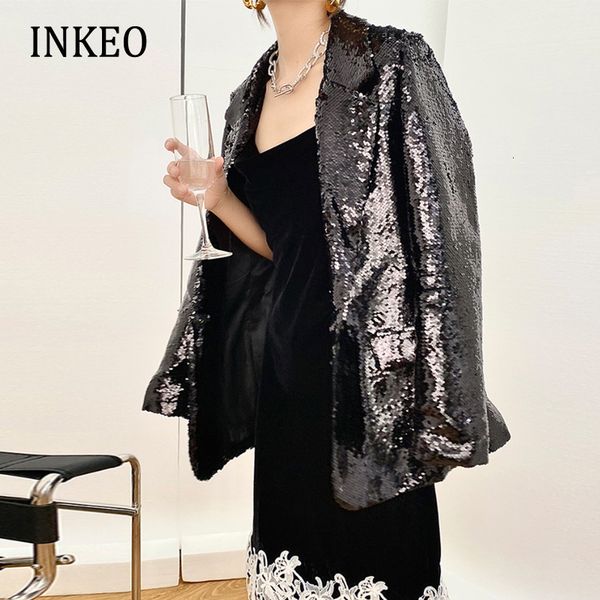 women's suits blazers black paillette blazer women spring bling loose office lady long sleeve sequin jacket elegant club clothing inkeo, White;black
women's suits blazers black paillette blazer women spring bling loose office lady long sleeve sequin jacket elegant club clothing inkeo, White;black