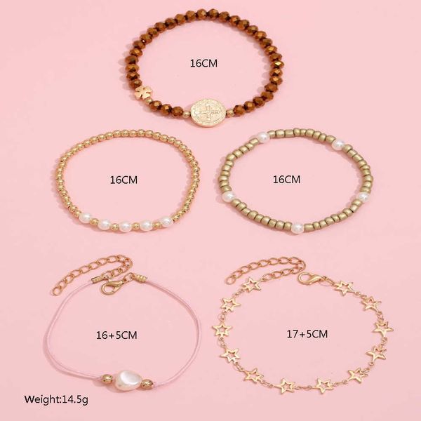 handmade jewelry wholesale hand jewelry creative coin cross five pointed star imitation pearl geometric braided bracelet 5-piece set, Black
handmade jewelry wholesale hand jewelry creative coin cross five pointed star imitation pearl geometric braided bracelet 5-piece set, Black