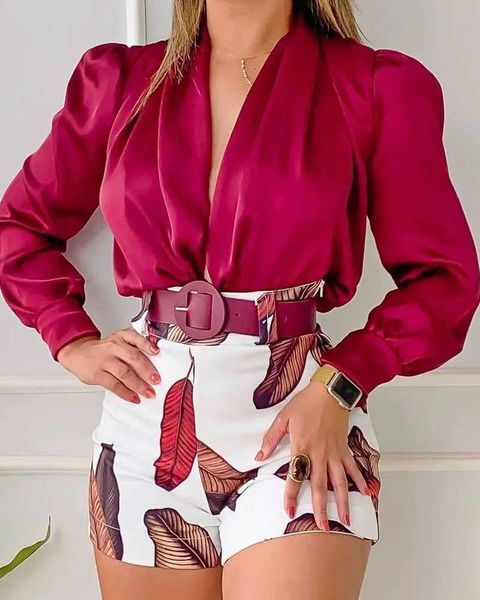 women's two piece pants 2022 new women short sets summer long sleeve v neck plain floral print short sets women outfits two piece suits, White
women's two piece pants 2022 new women short sets summer long sleeve v neck plain floral print short sets women outfits two piece suits, White