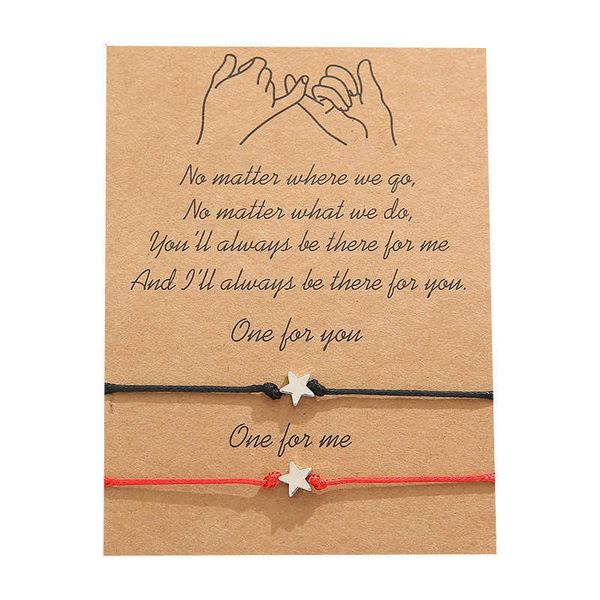 couple bracelet simple five-pointed star wax thread woven card bracelet, Golden;silver
couple bracelet simple five-pointed star wax thread woven card bracelet, Golden;silver