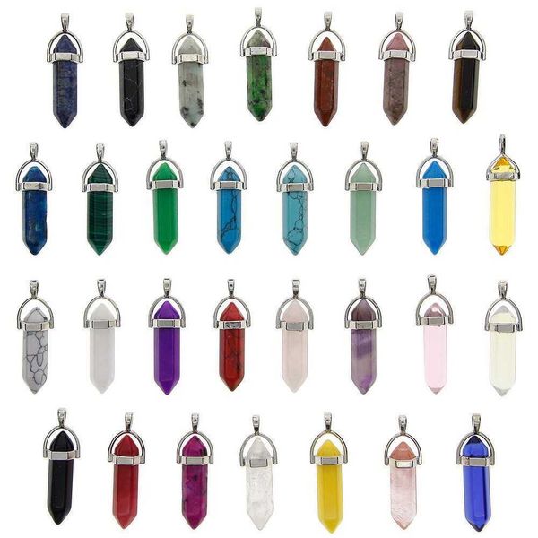 crystals point pendant 30 pieces mix bulk wholesale chakra healing stone pendants for women, Silver
crystals point pendant 30 pieces mix bulk wholesale chakra healing stone pendants for women, Silver