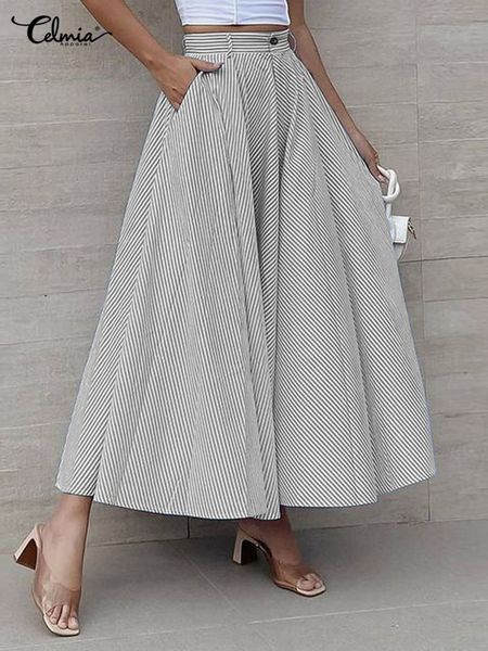 skirts women long striped party maxi celmia fashion loose casual summer high waist a-line office lady bottoms 221119, Black
skirts women long striped party maxi celmia fashion loose casual summer high waist a-line office lady bottoms 221119, Black