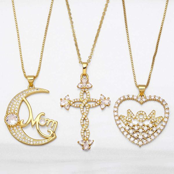 mother's day jewelry creative diamond zircon mom pendant necklace moon cross heart, Silver
mother's day jewelry creative diamond zircon mom pendant necklace moon cross heart, Silver