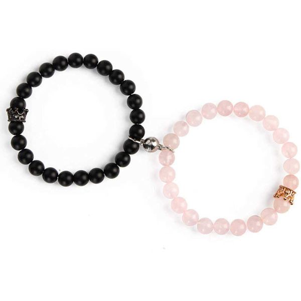 handmade jewelry wholesale fashion pink crystal frosted stone couple magnetic crown couple bracelet valentine's day gift, Black
handmade jewelry wholesale fashion pink crystal frosted stone couple magnetic crown couple bracelet valentine's day gift, Black