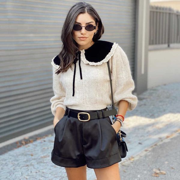 women's knits tees ardm fashion women sweaters sweet patchwork ruffled knitted sweater vintage peter pan collar pull femme winter pullo, White
women's knits tees ardm fashion women sweaters sweet patchwork ruffled knitted sweater vintage peter pan collar pull femme winter pullo, White