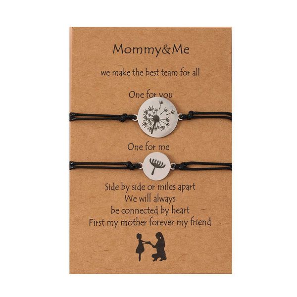 creative stainless steel dandelion wax thread woven adjustable parent-child card bracelet jewelry, Golden;silver
creative stainless steel dandelion wax thread woven adjustable parent-child card bracelet jewelry, Golden;silver