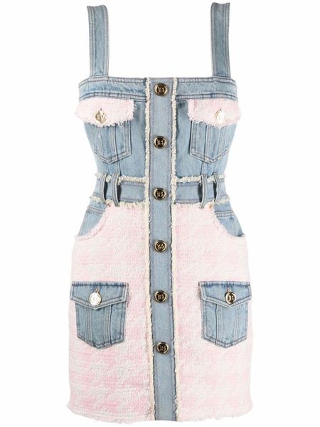 casual dresses high street est designer fashion women spaghetti strap denim tweed houndstooth pachwork fringed dress 221119, Black;gray
casual dresses high street est designer fashion women spaghetti strap denim tweed houndstooth pachwork fringed dress 221119, Black;gray