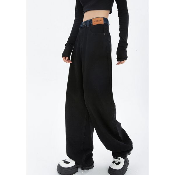 women's jeans black high waist womens wide leg baggy chic design denim pants streetwear vintage trend summer loose straight jean trouse, Blue
women's jeans black high waist womens wide leg baggy chic design denim pants streetwear vintage trend summer loose straight jean trouse, Blue