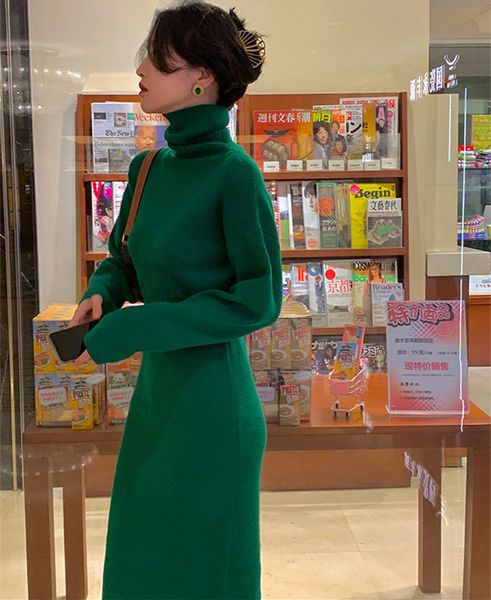 casual dresses turtleneck women's dress long sleeve sweater kintted women high waist slim autumn winter pullover knitting robe 221119, Black;gray
casual dresses turtleneck women's dress long sleeve sweater kintted women high waist slim autumn winter pullover knitting robe 221119, Black;gray