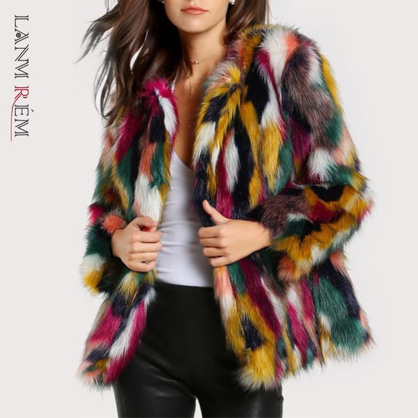 women's fur faux lanmrem autumn winter color coat female round neck long sleeve keep warm imitation coats women fashion 2w1955 221119, Black
women's fur faux lanmrem autumn winter color coat female round neck long sleeve keep warm imitation coats women fashion 2w1955 221119, Black