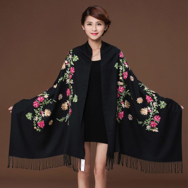 scarves black embroider flower pashmina cashmere scarf for women winter warm fine tassels shawl fashion 111819 221119, Blue;gray
scarves black embroider flower pashmina cashmere scarf for women winter warm fine tassels shawl fashion 111819 221119, Blue;gray