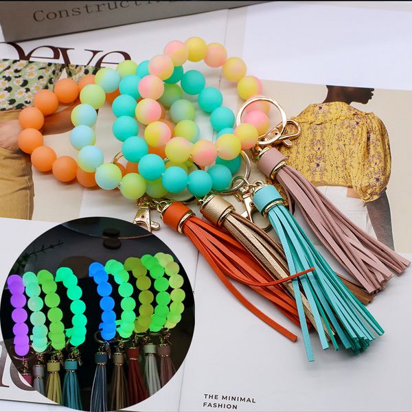 s3340 christmas gift luminous silicone beaded key chain pu leather tassel beads wrist bracelet keychain key rings, Slivery;golden
s3340 christmas gift luminous silicone beaded key chain pu leather tassel beads wrist bracelet keychain key rings, Slivery;golden