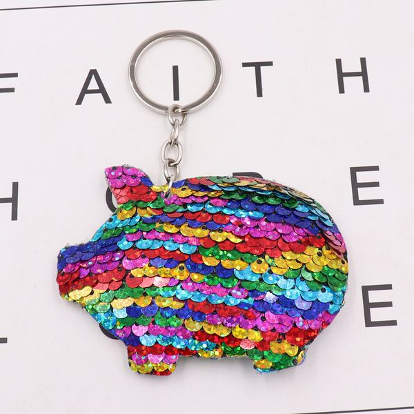 

pig keychains reflective double-sided glitter keychain party favor cute bag car pendant gift wholesale 1223669