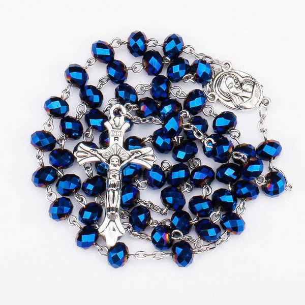 rosary beaded necklaces first holy christmas communion gifts deep blue glass beads catholic holy soil medal and crucifix cross, Silver
rosary beaded necklaces first holy christmas communion gifts deep blue glass beads catholic holy soil medal and crucifix cross, Silver