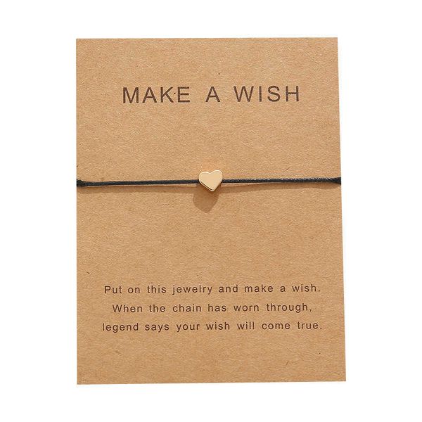 card love bracelet simple gold heart pendant blessing card woven hand rope bracelet, Golden;silver
card love bracelet simple gold heart pendant blessing card woven hand rope bracelet, Golden;silver