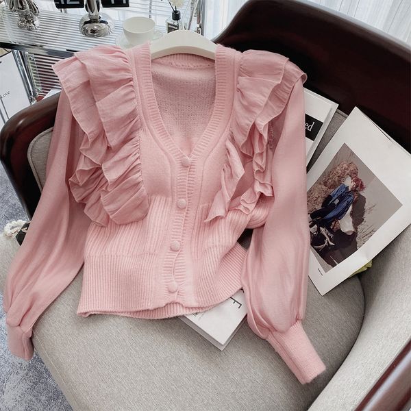 women's sweaters cardigan women pink sweater chic shirt ruffled spring autumn new solid simple fashion v neck knitted casual clothes 2, White;black
women's sweaters cardigan women pink sweater chic shirt ruffled spring autumn new solid simple fashion v neck knitted casual clothes 2, White;black