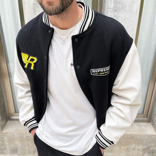 mens baseball jacket black green casual oversized jackets outerwear men women hip hop streetwear mg220430, Black;brown
mens baseball jacket black green casual oversized jackets outerwear men women hip hop streetwear mg220430, Black;brown