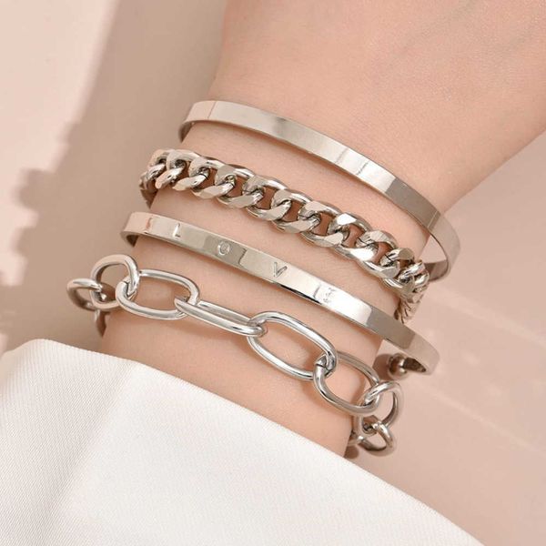 accessories personalized chain smooth love open bracelet bracelet four piece set, Black
accessories personalized chain smooth love open bracelet bracelet four piece set, Black