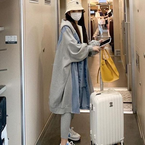 women's trench coats denim stitching hooded jacket women high street casual techwear oversized midlength preppy hip hop bomber windbrea, Tan;black
women's trench coats denim stitching hooded jacket women high street casual techwear oversized midlength preppy hip hop bomber windbrea, Tan;black
