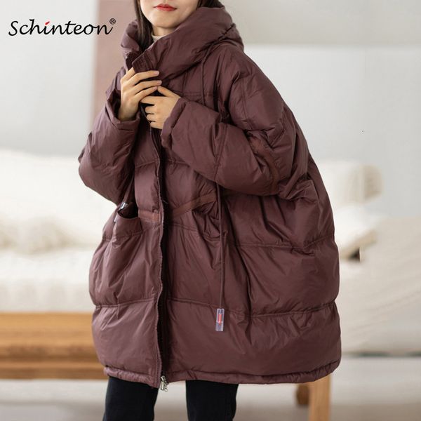 women's down parkas schinteon women white duck jacket casual loose over size autumn winter warm outwear with hood korean style coat 221, Black
women's down parkas schinteon women white duck jacket casual loose over size autumn winter warm outwear with hood korean style coat 221, Black