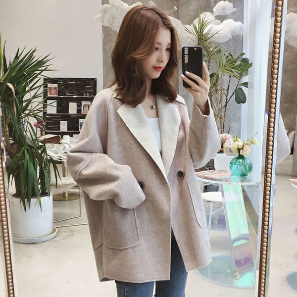 women's wool blends medium and long coat spring lapel sleeve office fashion casual windbreaker wear 221121, Black
women's wool blends medium and long coat spring lapel sleeve office fashion casual windbreaker wear 221121, Black