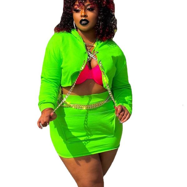 women's plus size tracksuits hooded metal chain jacket short shirt set plus size autumn green twopiece suit for woman fashion street we, Black
women's plus size tracksuits hooded metal chain jacket short shirt set plus size autumn green twopiece suit for woman fashion street we, Black