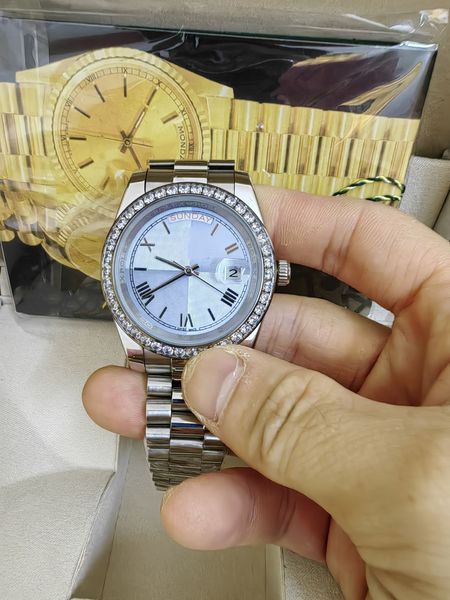 with original box mens watches 41mm diamond bezel calendar date automatic movement full stainless steel watches 2813 mechanical wristwatches, Slivery;brown
with original box mens watches 41mm diamond bezel calendar date automatic movement full stainless steel watches 2813 mechanical wristwatches, Slivery;brown