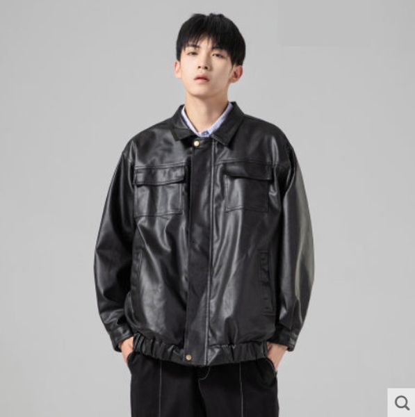 men's leather faux autumn and winter vintage motorcycle clothing leather coat men loose pocket soft jacket pilot 221119, Black
men's leather faux autumn and winter vintage motorcycle clothing leather coat men loose pocket soft jacket pilot 221119, Black