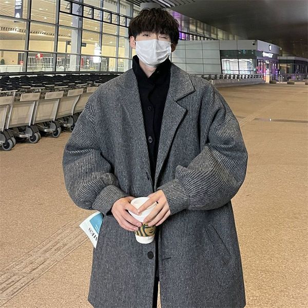 men's jackets woolen coat men midlength autumn winter hong kong style elegant button jacket versatile ruffian handsome oversize windbre, Black;brown
men's jackets woolen coat men midlength autumn winter hong kong style elegant button jacket versatile ruffian handsome oversize windbre, Black;brown