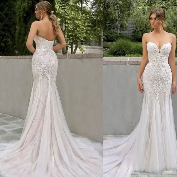 romantic mermaid wedding dress sweetheart sleeveless backless lace appliques bridal gowns custom made, White
romantic mermaid wedding dress sweetheart sleeveless backless lace appliques bridal gowns custom made, White