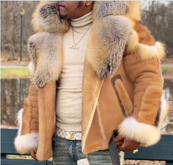 men's leather & faux solid short fluff men fur coat high-end stand collar retro comfort fashion travel commuting mens brown leather jac, Black
men's leather & faux solid short fluff men fur coat high-end stand collar retro comfort fashion travel commuting mens brown leather jac, Black