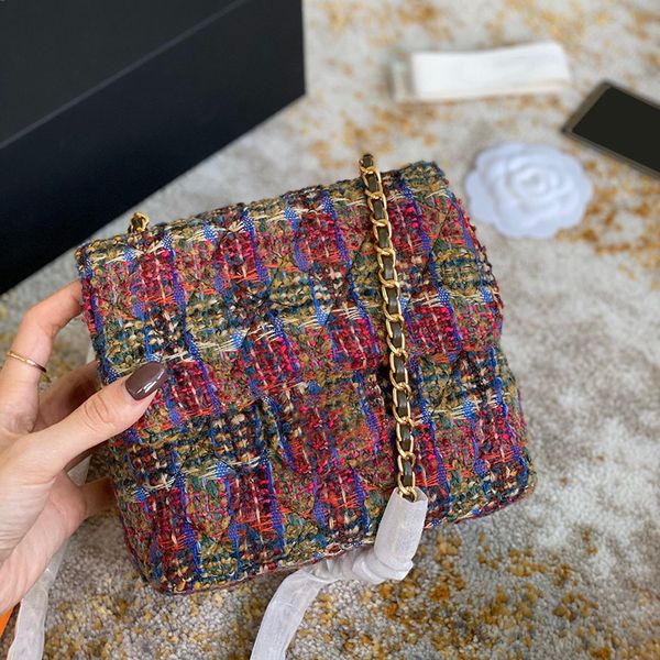 women tweed wool colorful check bags classic mini flap square quilted purse gold metal hardware matelasse chain crossbody shoulder designer
women tweed wool colorful check bags classic mini flap square quilted purse gold metal hardware matelasse chain crossbody shoulder designer