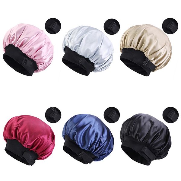 silky satin hair cap double layer sleep night turban cap with invisible flat adjusting button wrap bonnet, Blue;gray
silky satin hair cap double layer sleep night turban cap with invisible flat adjusting button wrap bonnet, Blue;gray