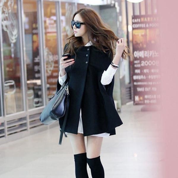 women's wool blends ly women lady cloak poncho coat loose fashion outwear medium length clothing for winter 221121, Black
women's wool blends ly women lady cloak poncho coat loose fashion outwear medium length clothing for winter 221121, Black