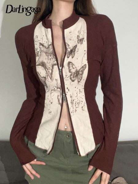 women s t shirt darlingaga vintage y2k ed knitted zipper cardigan shirt harajuku brown patchwork autumn t shirt slim 221119, White
women s t shirt darlingaga vintage y2k ed knitted zipper cardigan shirt harajuku brown patchwork autumn t shirt slim 221119, White