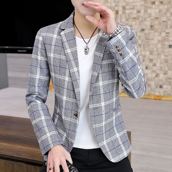 men's suits blazers blazer british's style casual slim fit suit jacket male plaid single button men coat terno masculino plus size, White;black
men's suits blazers blazer british's style casual slim fit suit jacket male plaid single button men coat terno masculino plus size, White;black