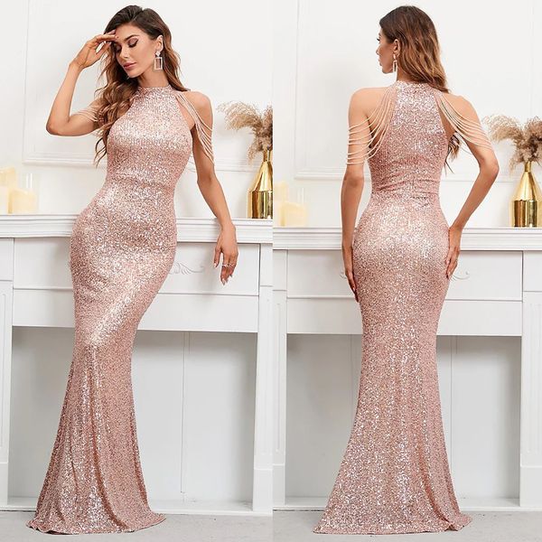 luxuriant prom dresses mermaid halter bead chain design sleeveless sequins unique floor length custom made plus size pink evening dress robe, Black
luxuriant prom dresses mermaid halter bead chain design sleeveless sequins unique floor length custom made plus size pink evening dress robe, Black