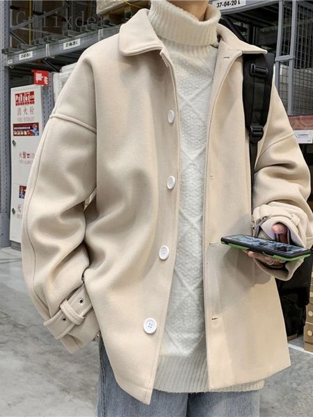 men's wool blends gmiixder thick windbreaker men's spring loose trendy handsome simple woolen coat spring short buttonup woolen ja, Black
men's wool blends gmiixder thick windbreaker men's spring loose trendy handsome simple woolen coat spring short buttonup woolen ja, Black