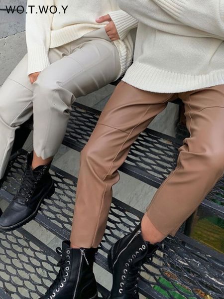 womens pants capris wotwoy high waist spliced loose leather autumn solid drawstring pu trousers straight female 221121, Black;white
womens pants capris wotwoy high waist spliced loose leather autumn solid drawstring pu trousers straight female 221121, Black;white
