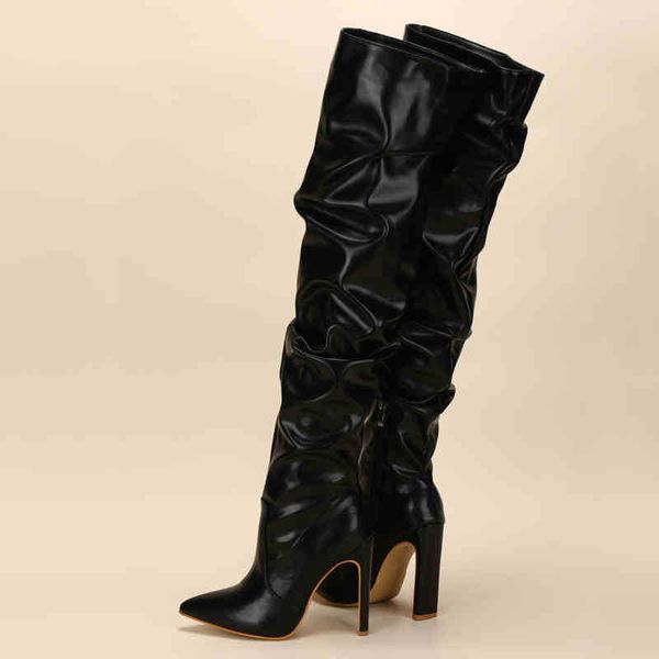 boots white pleated thigh high boots fashion pointed toe zip female stiletto square heels pleated design women's shoes 220913, Black
boots white pleated thigh high boots fashion pointed toe zip female stiletto square heels pleated design women's shoes 220913, Black