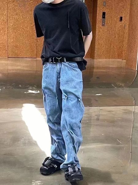 wide leg jeans pants men wash blue denim streetwear yproject punk pants buttons ripped slim trousers, Black;brown
wide leg jeans pants men wash blue denim streetwear yproject punk pants buttons ripped slim trousers, Black;brown