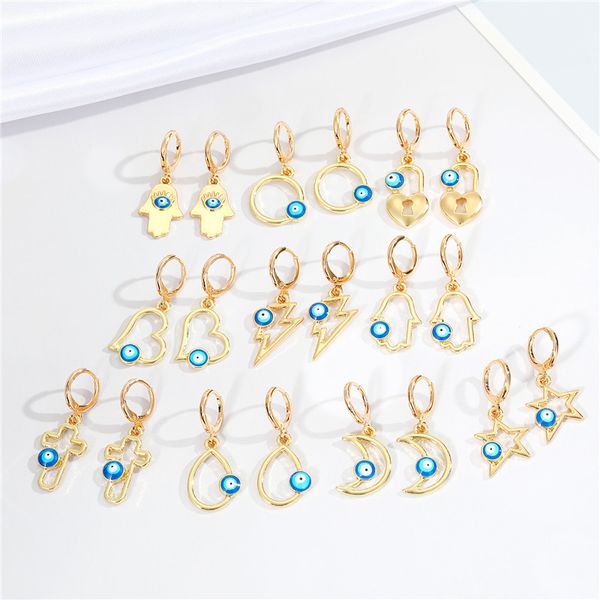 evil eye hoop earring metal turkish lucky eye hollow heart star moon geometric circle dangle earrings, Golden;silver
evil eye hoop earring metal turkish lucky eye hollow heart star moon geometric circle dangle earrings, Golden;silver