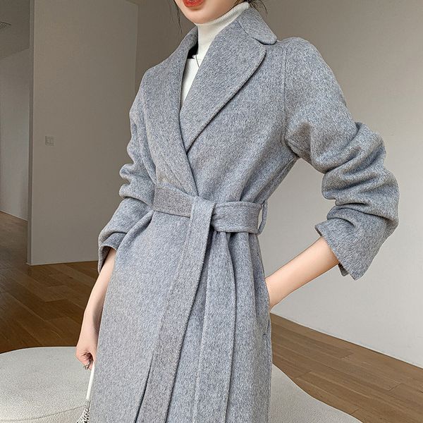 women's wool blends cashmere coats woman winter medium length high-end loose and thickened 100% wool coat 221121, Black
women's wool blends cashmere coats woman winter medium length high-end loose and thickened 100% wool coat 221121, Black