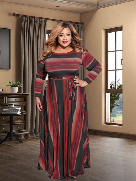 plus size dresses print stripe size dress autumn waist closed long sleeve round neck fashion women's wear wholesale drop 221121, Black
plus size dresses print stripe size dress autumn waist closed long sleeve round neck fashion women's wear wholesale drop 221121, Black