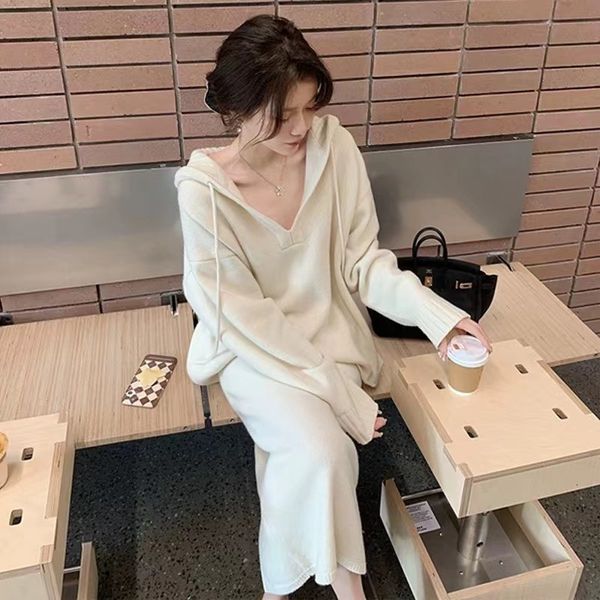 two piece dress casual dresses korean autumn winter women clothing twopiece suit highlevel hooded knitted sweater midcalf skirt set daily 22, White
two piece dress casual dresses korean autumn winter women clothing twopiece suit highlevel hooded knitted sweater midcalf skirt set daily 22, White
