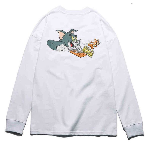men's kith t-shirts kitt tom and jerry cat mouse cheese clip spring autumn long sleeve round neck bottomed t-shirt, White;black
men's kith t-shirts kitt tom and jerry cat mouse cheese clip spring autumn long sleeve round neck bottomed t-shirt, White;black