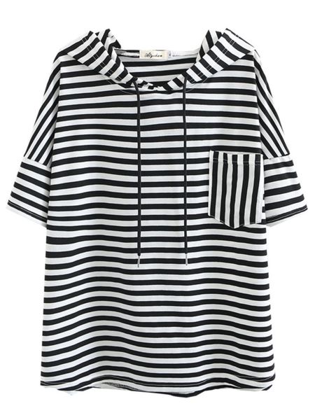 women's plus size tshirt plus size women tshirt summer fashion casual clothes short sleeve striped pockets cotton hooded tees camiseta, Black
women's plus size tshirt plus size women tshirt summer fashion casual clothes short sleeve striped pockets cotton hooded tees camiseta, Black
