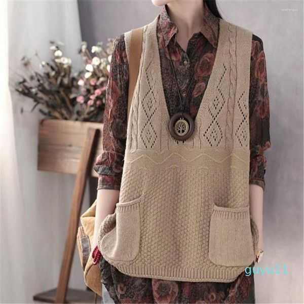 women's vests spring vintage sweater women solid sleeveless knit waistcoats, Black;white
women's vests spring vintage sweater women solid sleeveless knit waistcoats, Black;white